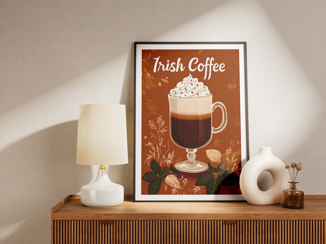 Irish Coffee Whipped Cream Autumn Coffee Illustration Poster - Image 5