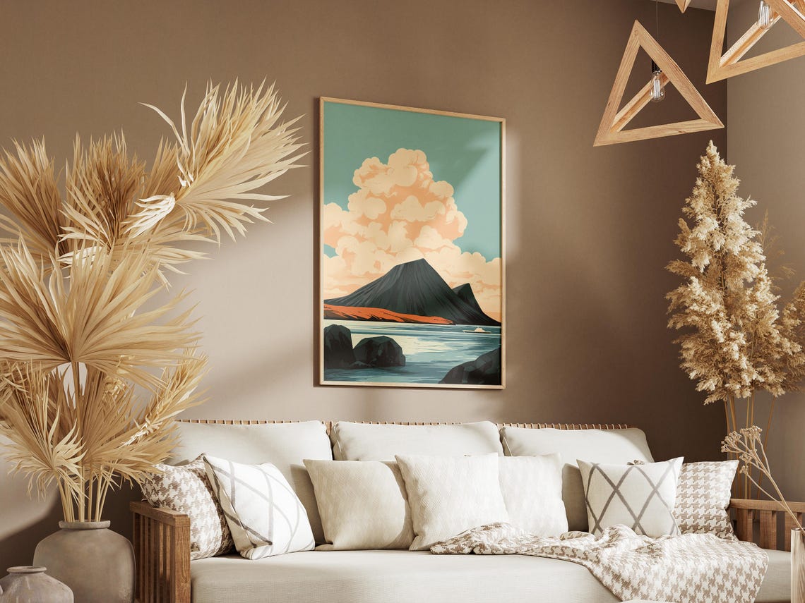 Surtsey Iceland Volcanic Island Cone Sea Dramatic Cloud Poster - Image 3