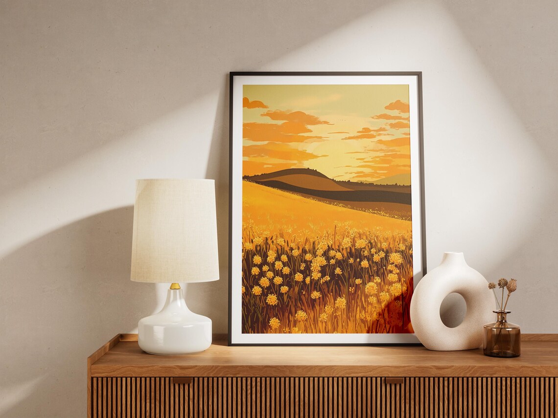 Goldenrod Prairie Sunset Golden Summer Field Warm Art Poster - Image 5