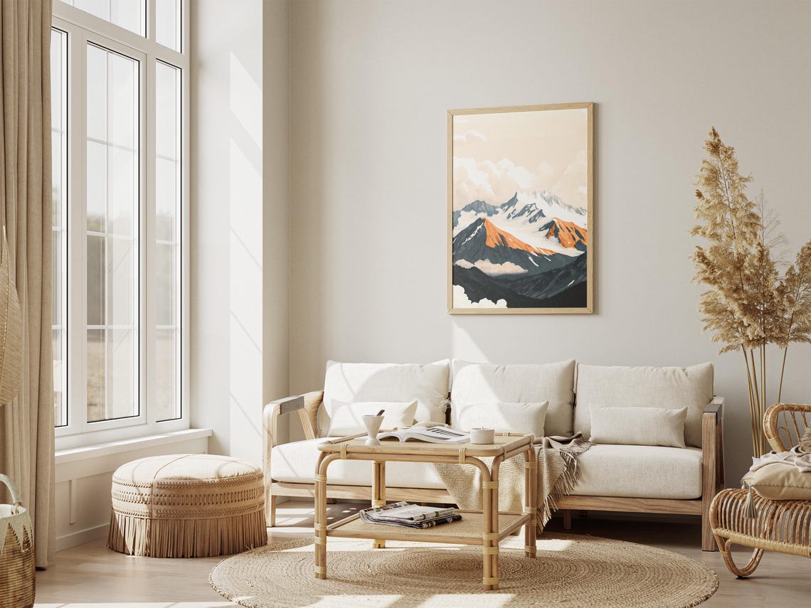 Golden Sunlight on Snowy Peaks Rising Above the Clouds Poster - Image 4
