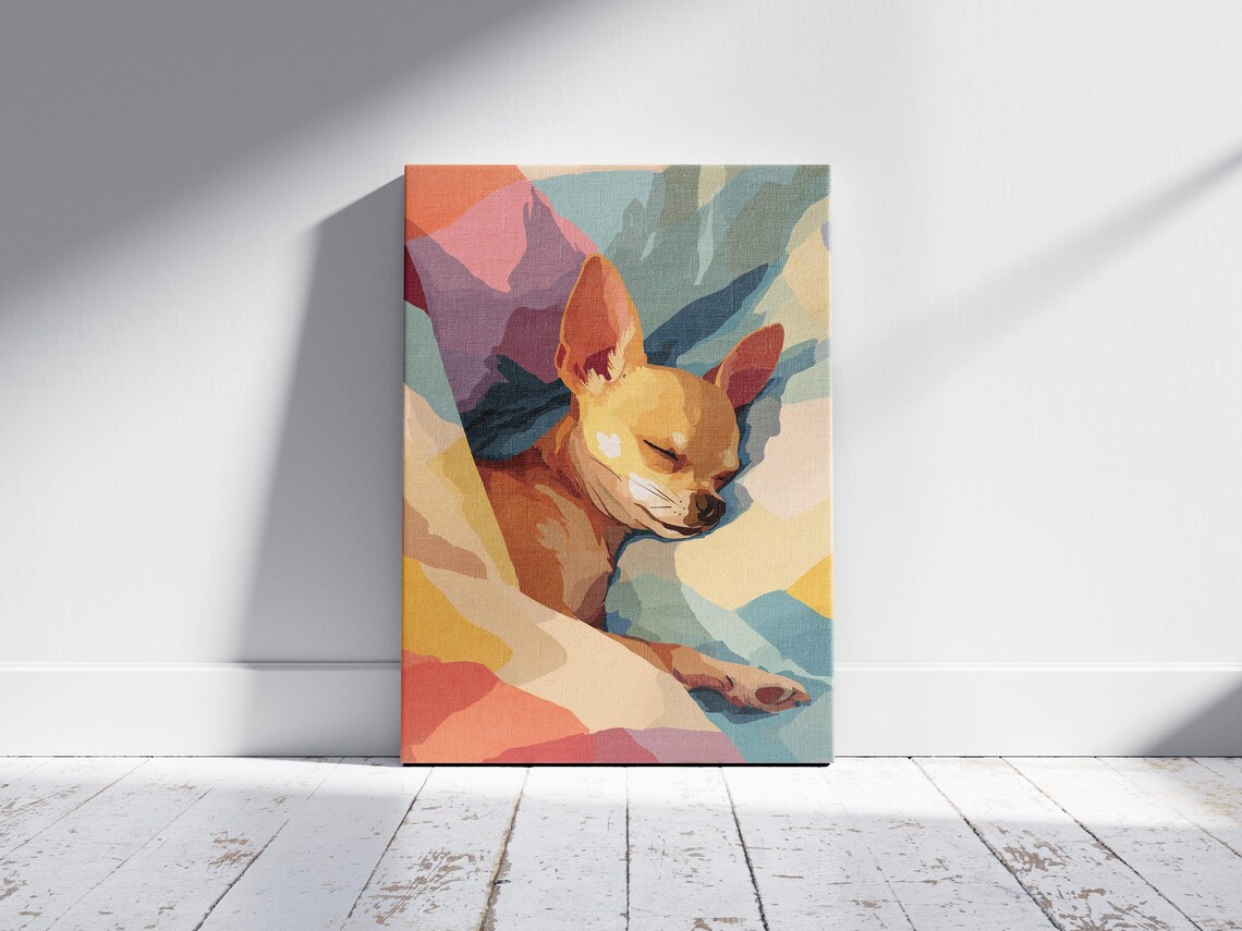 Chihuahua Dog Sleeping, Matisse-Style Abstract Art Print - Image 2