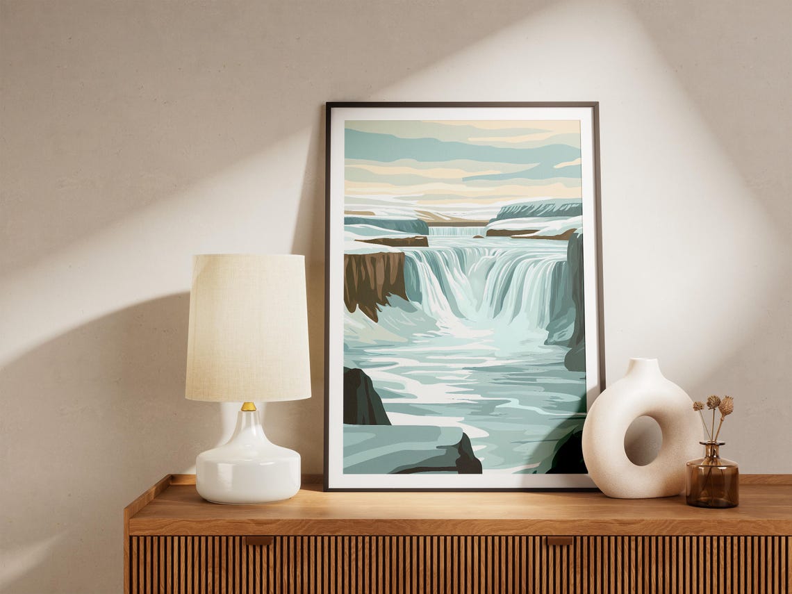 Iceland Gullfoss Waterfall Icy Winter Cascade Nature Travel Poster - Image 5