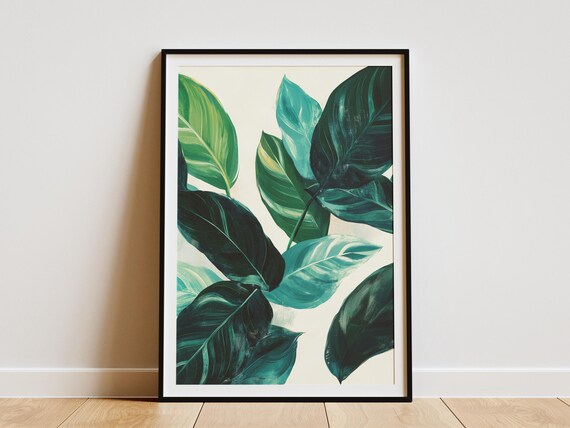 Calathea Leaf Print Boho Tropical Plant Poster Simple Trendy Wall Art Botanical Illustration Modern Home Decor Nature Inspired