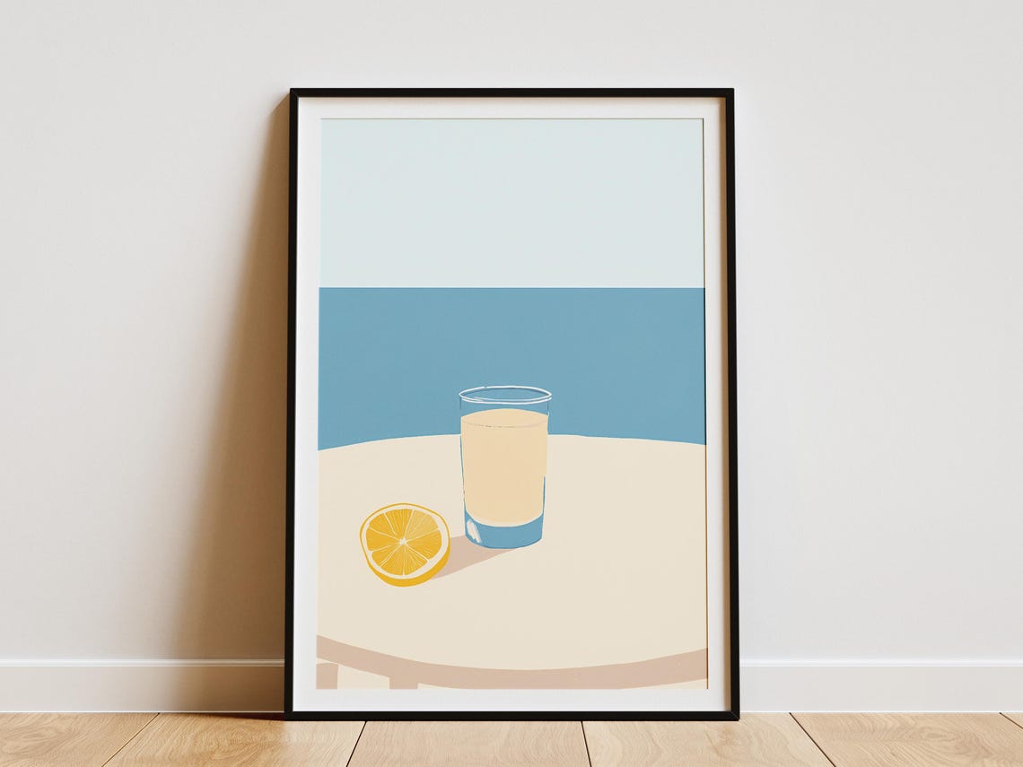 Lemonade Glass By The Sea Minimalist Summer Kitchen Sunny Poster