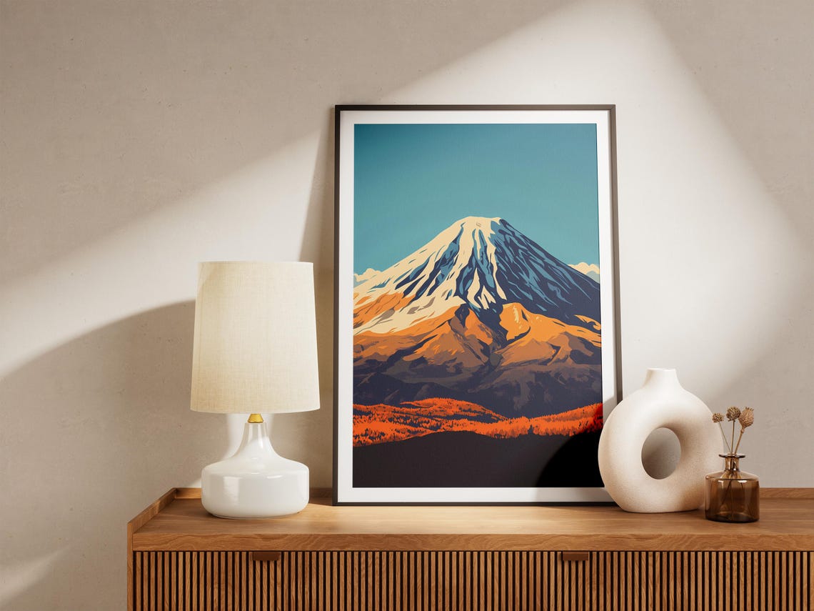 Mount Ararat Snow Capped Peak Autumn Orange Slopes Travel Poster - Image 5
