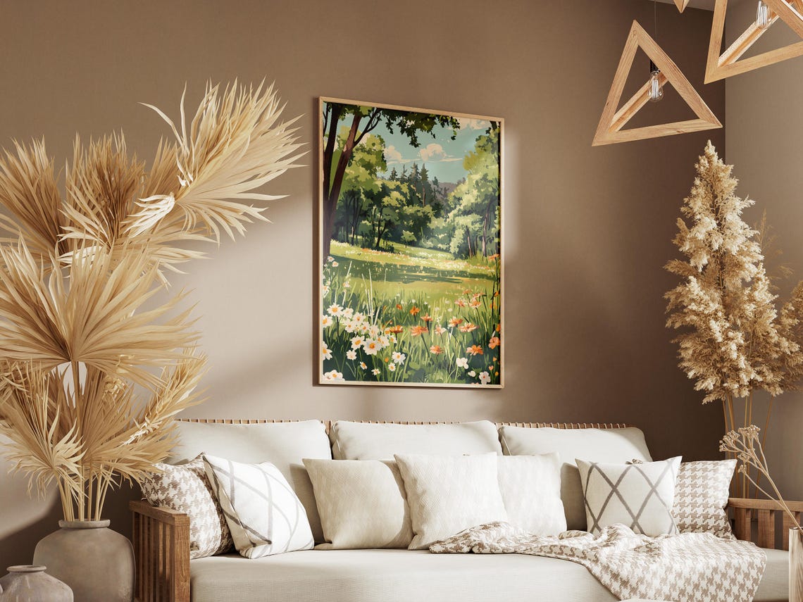 Sunlit Forest Clearing With Wildflower Meadow In Bloom Poster - Image 3