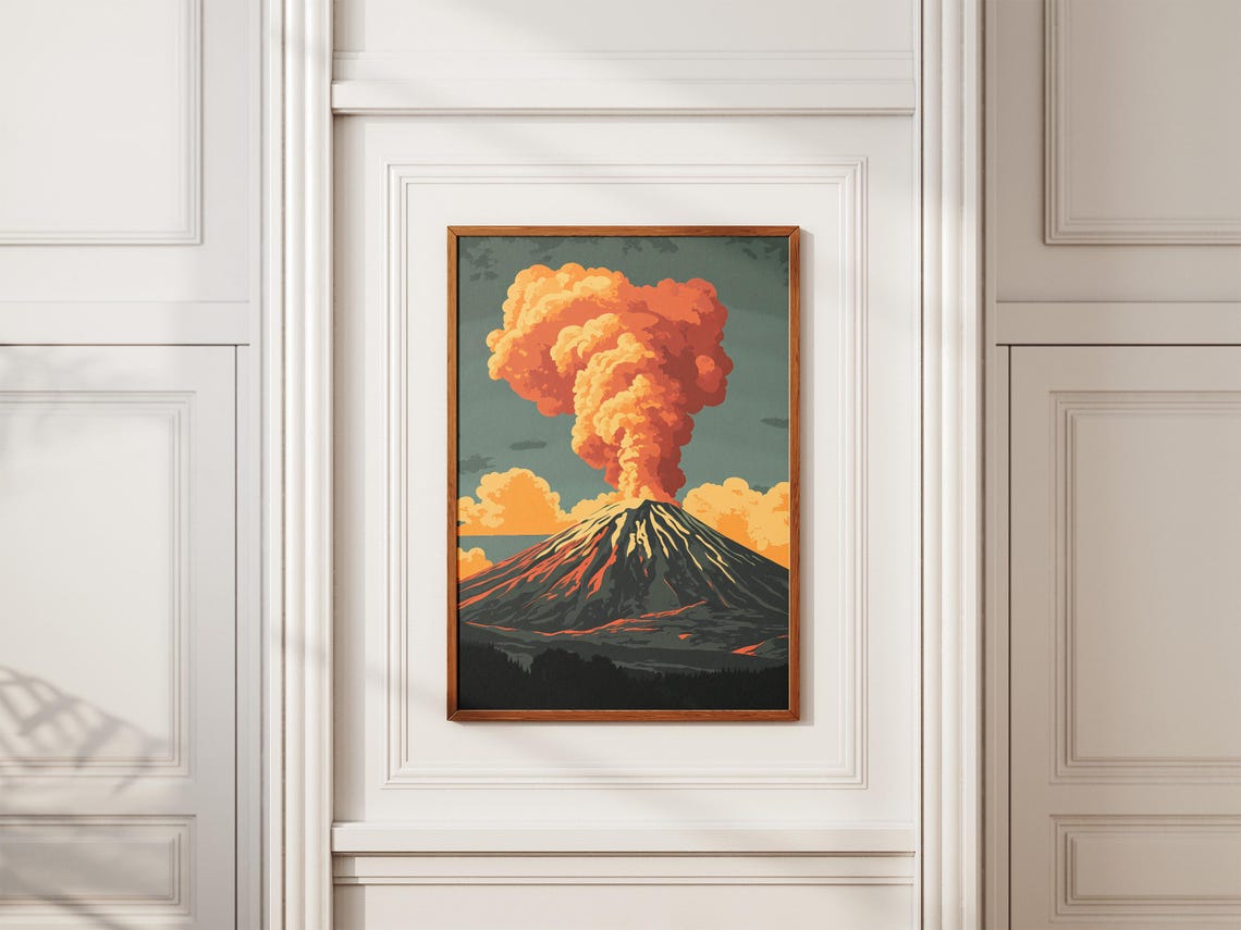 Mount Etna Erupting Volcano Ash Cloud Lava Flow Italy Poster - Image 2