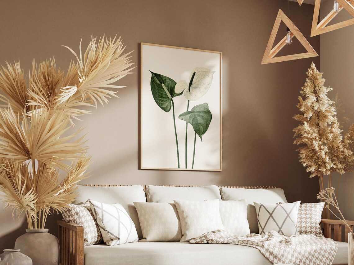 Anthurium Poster Minimalist Plant Print Boho Wall Art Botanical Illustration Tropical Leaf Modern Home Decor Flower - Image 3