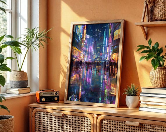 Tokyo Streets Poster Japan City Wall Art Travel Print Urban Street Scene Illustration Japanese Cityscape Decor Lover Gift