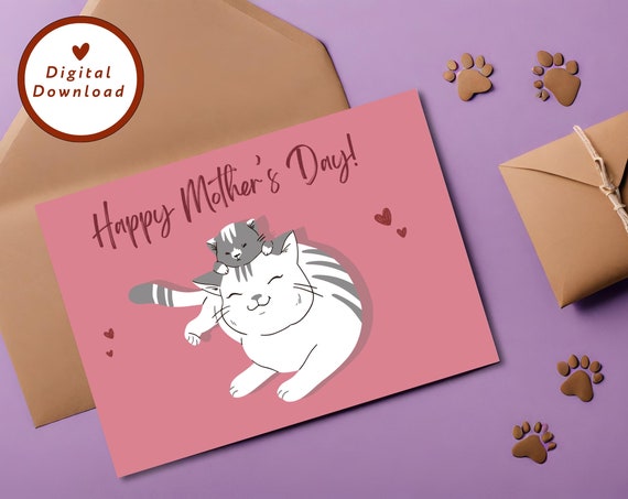 Cat Mom Mother's Day Poster, Kitty and Mama Cat