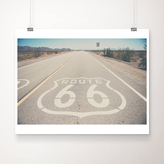 Route 66 Shield Painted Desert Road Americana Photo Travel Poster