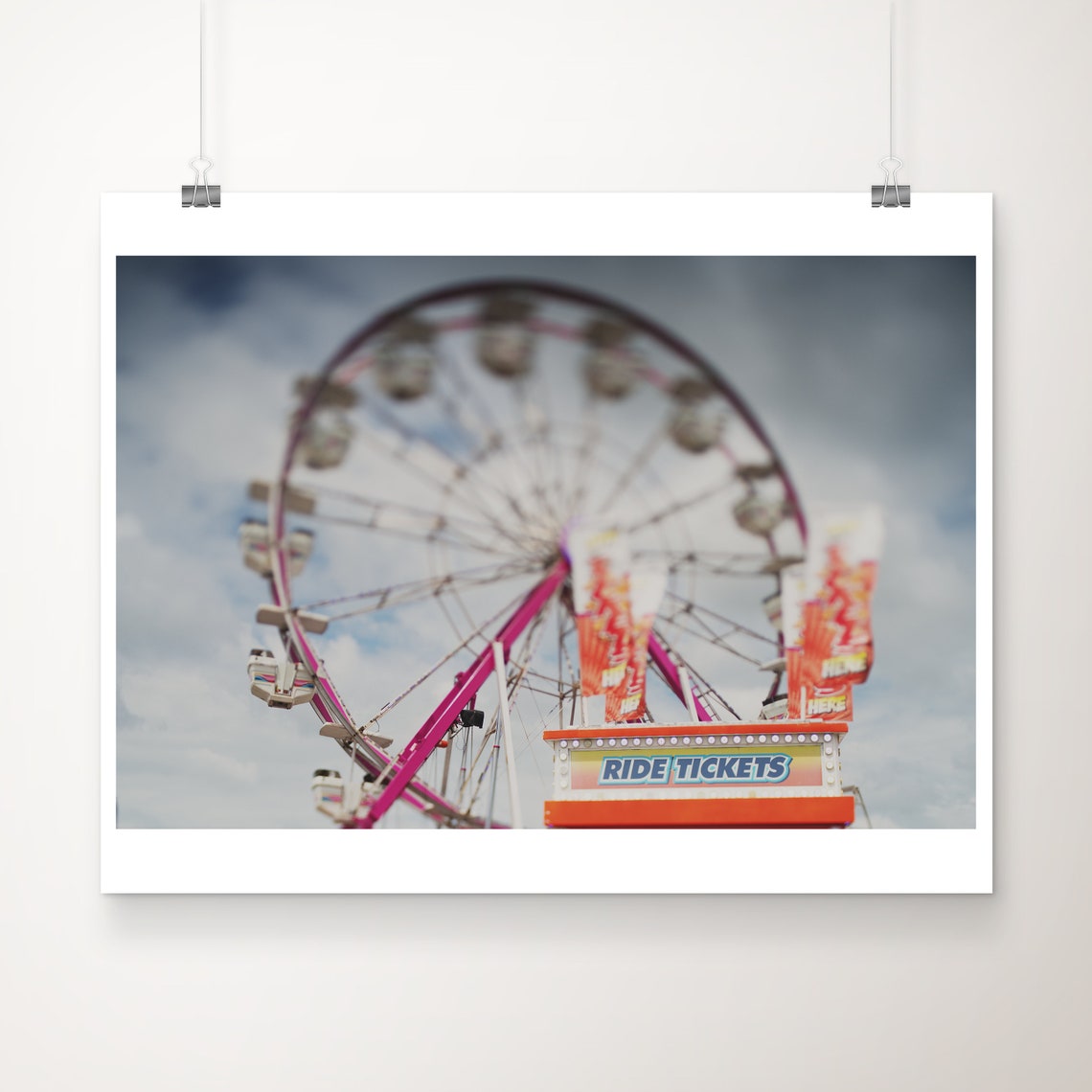 Ferris Wheel Carnival Ride Tickets Colorful Fair Photo Poster