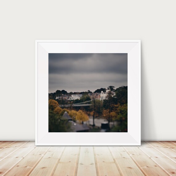Chester England Autumn Town View Historic Bridge Photography Poster