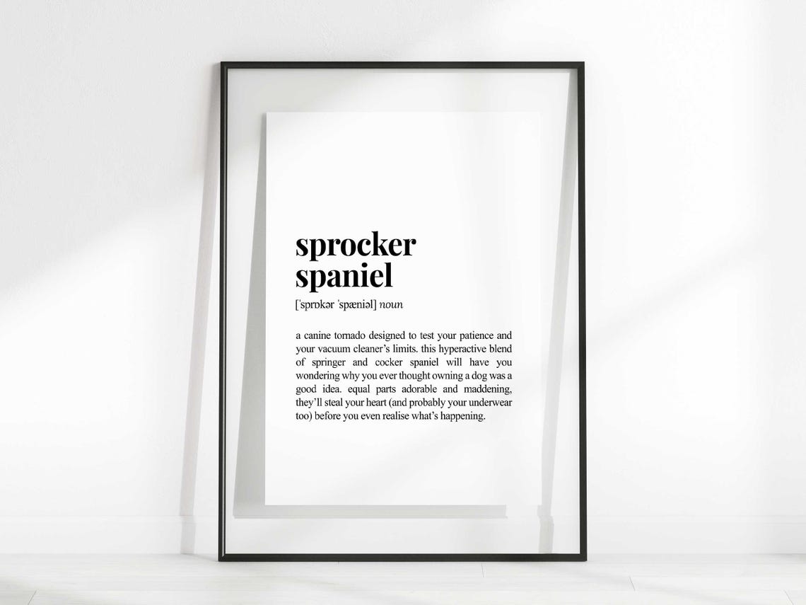 Sprocker Spaniel Definition Funny Dog Lover Dictionary Poster - Image 2