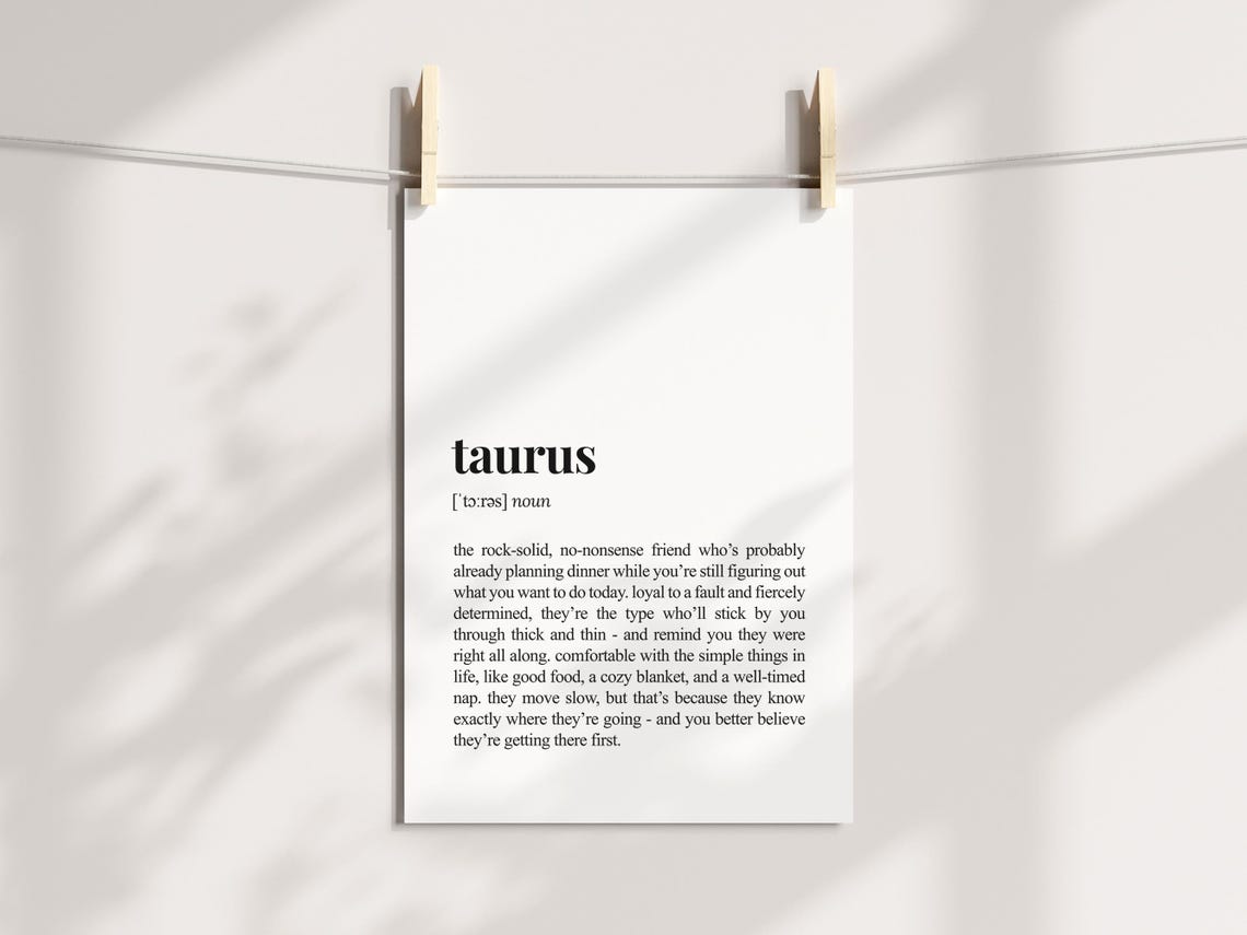 Taurus Zodiac Sign Funny Astrology Definition Dictionary Poster - Image 3