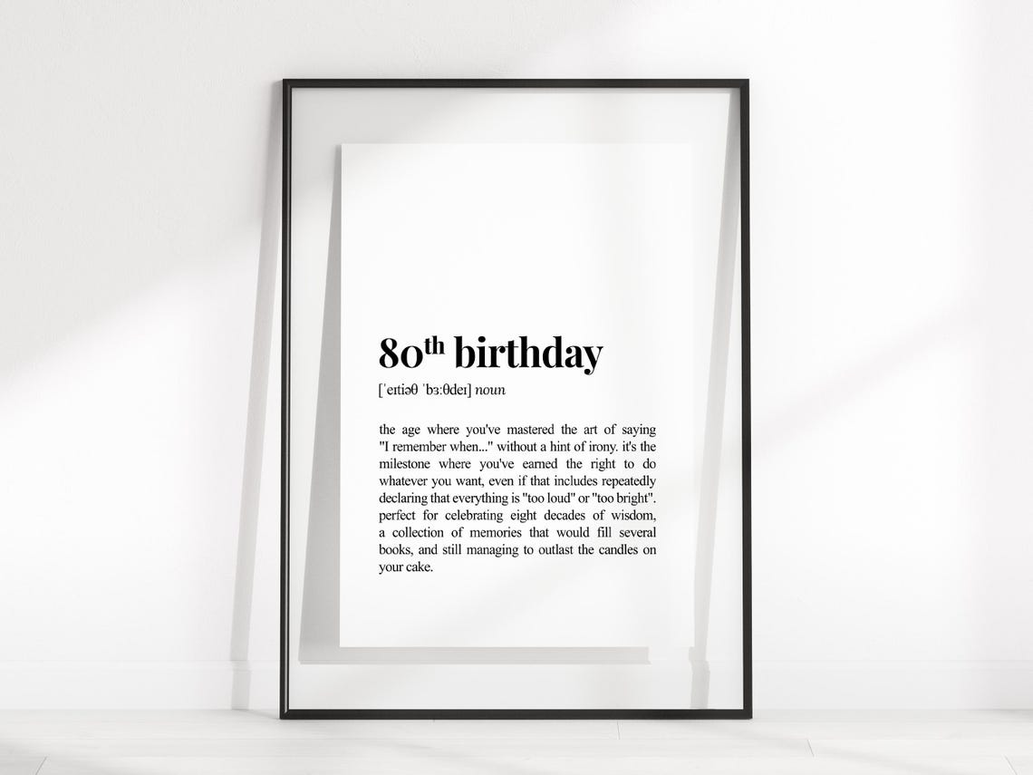 80th Birthday Funny Dictionary Definition Poster for Milestone Party - Image 2