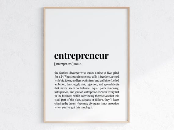 Entrepreneur Funny Definition Print Cheeky Gift For Small Business Owner Sarcastic Dictionary Poster