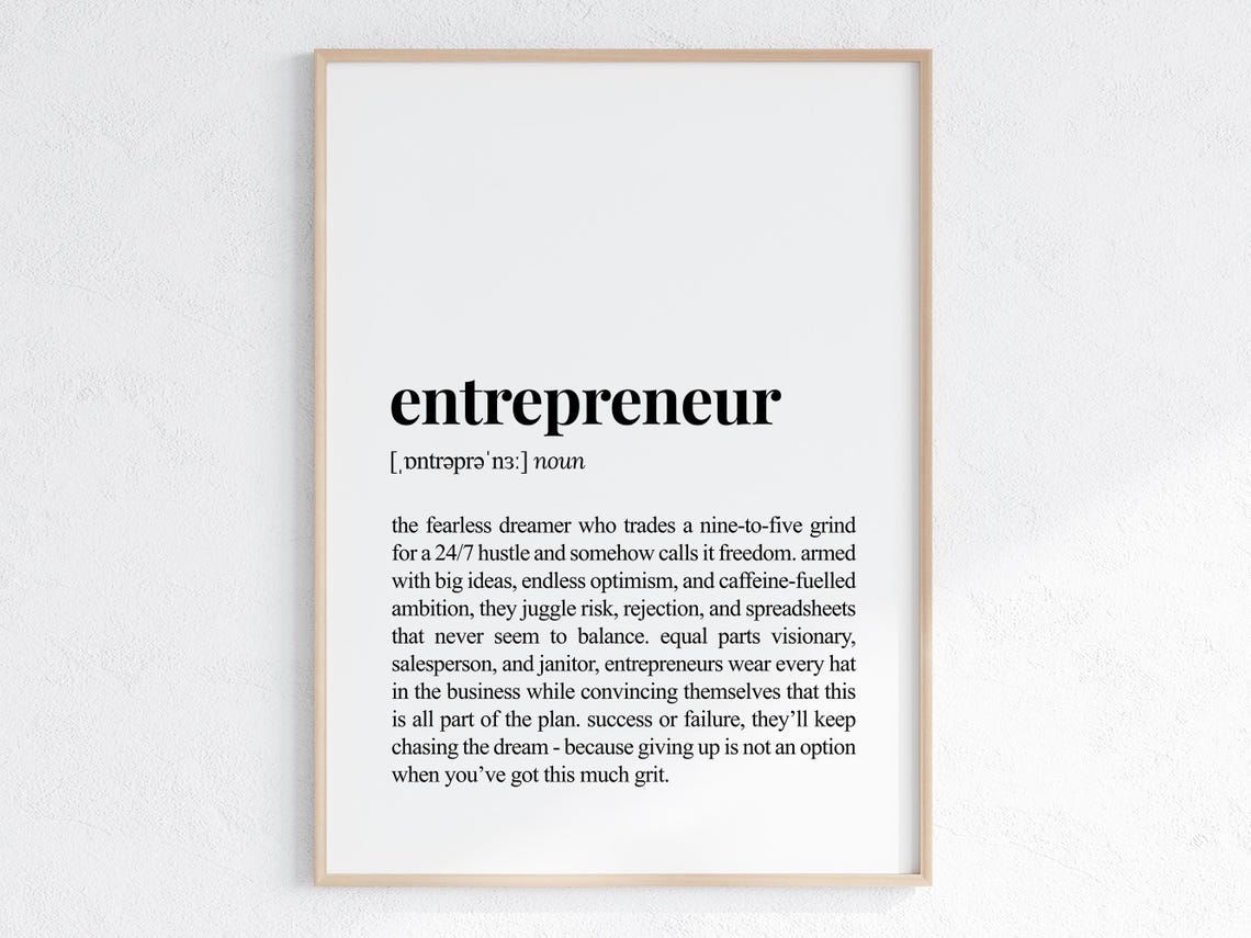 Entrepreneur Funny Dictionary Definition Hustle Business Gift Poster