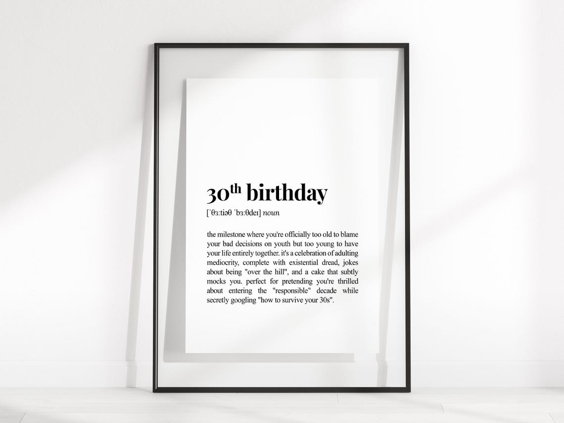 30th Birthday Funny Dictionary Definition Poster for Dirty Thirty Fun - Image 2