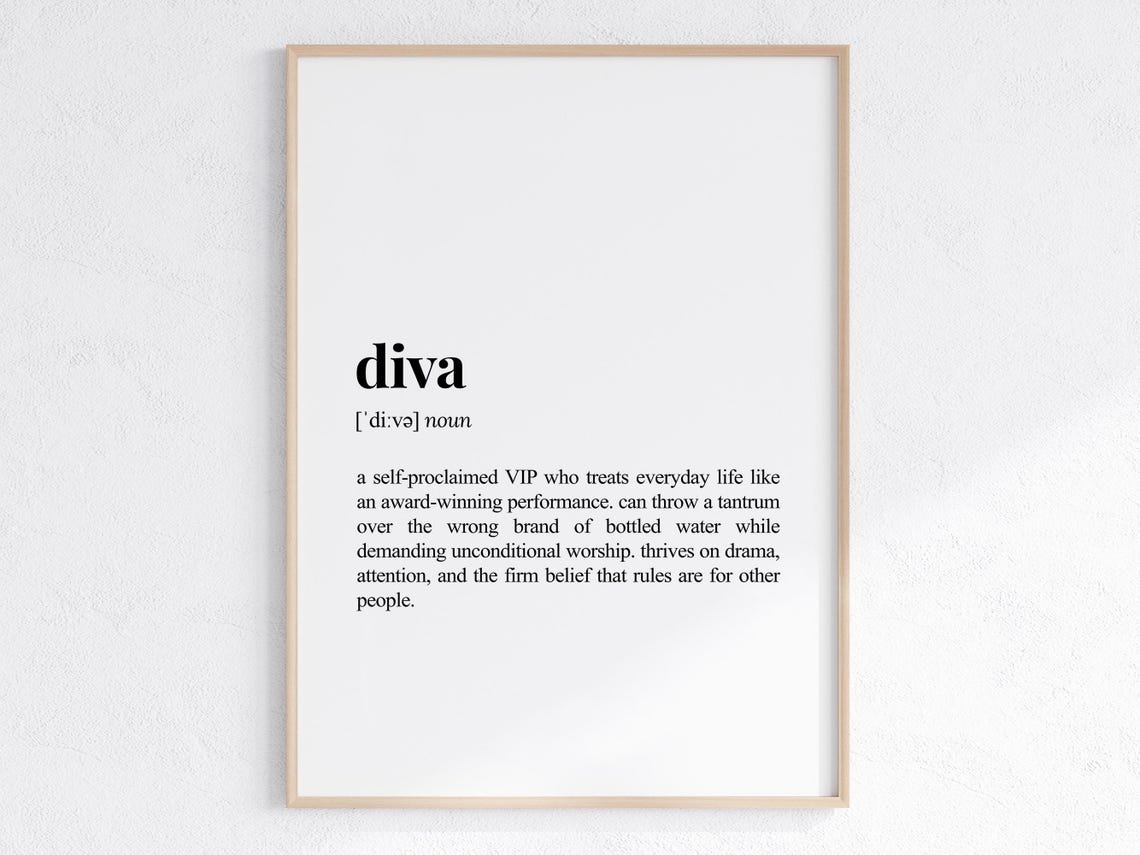 Diva Definition Funny Dictionary Style Sassy Best Friend Gift Poster