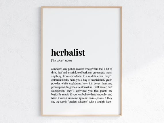Herbalist Funny Definition Print Cheeky Gift For Humorous Dictionary Poster New Job