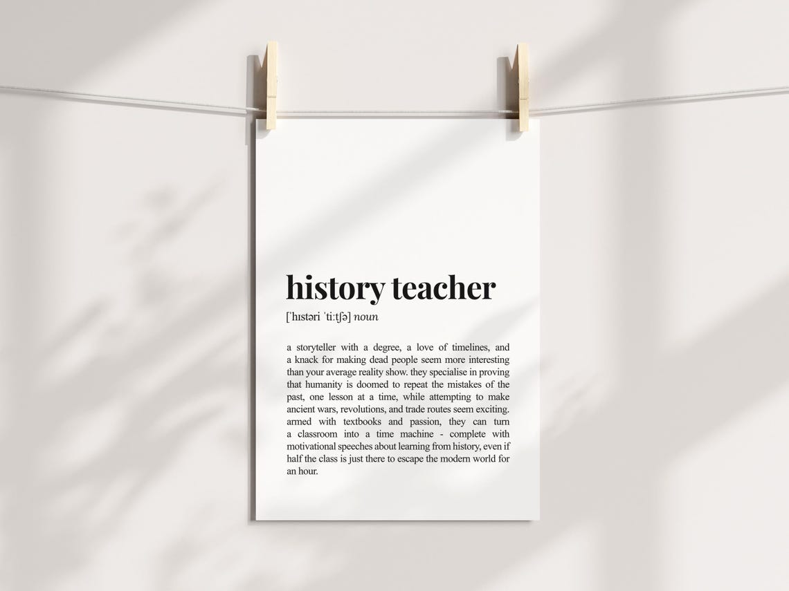 History Teacher Dictionary Definition Poster Funny Classroom Gift - Image 3