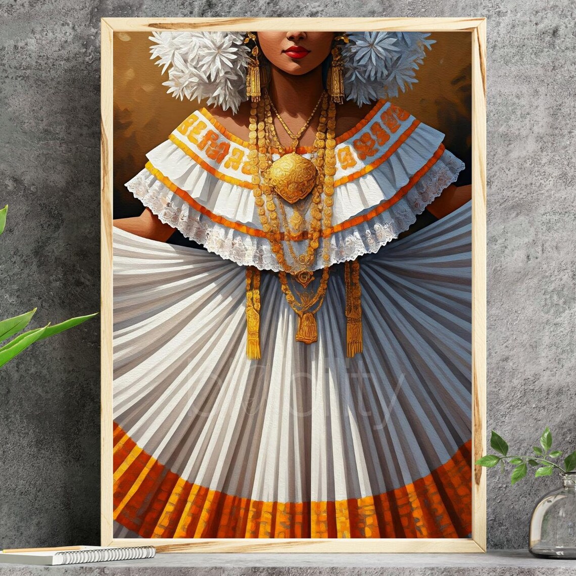 Panama Pollera Geometric Abstract Art Print