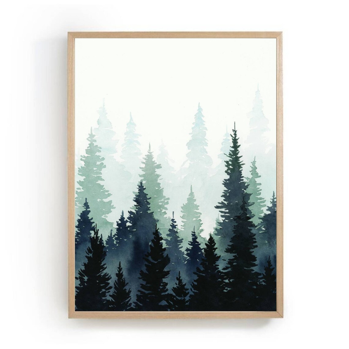 Pine Tree Forest Watercolor Abstract Landscape Print