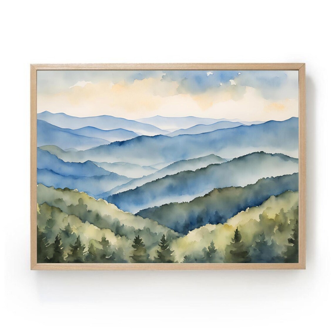 Blue Ridge Mountains Sunrise Watercolor Travel Poster
