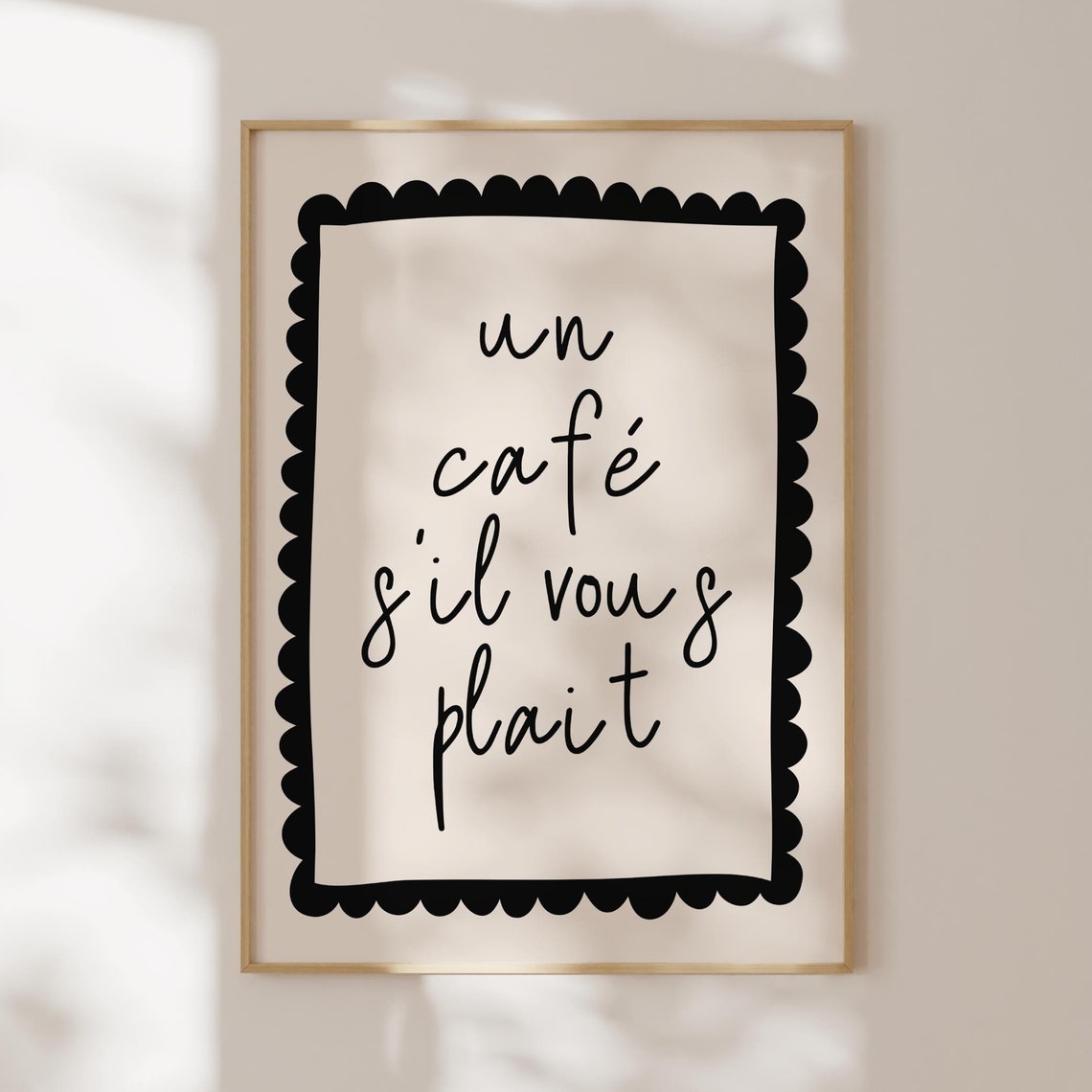 Un Café Sil Vous Plaît French Script Scalloped Border Poster