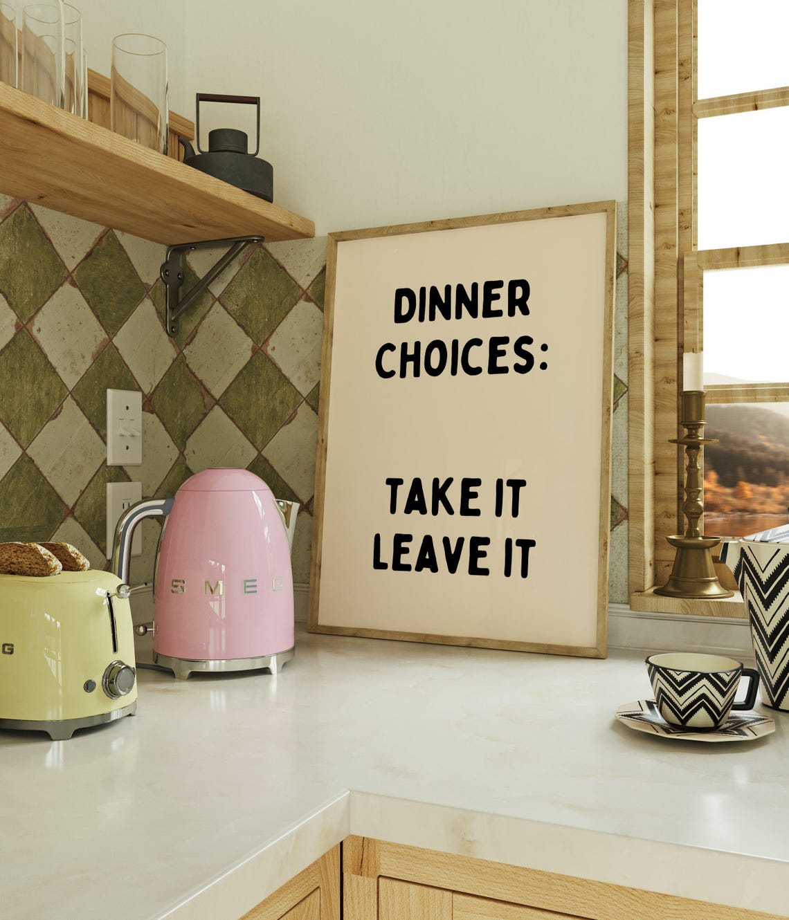 Dinner Choices Take It Leave It Funny Minimalist Kitchen Art Poster