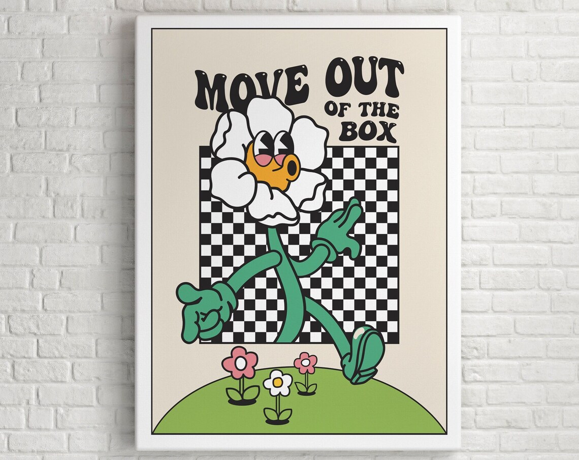 Move Out Of The Box Motivation Poster, Quote Print