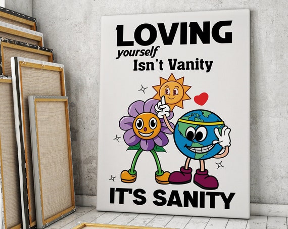 Loving Yourself Retro Poster Motivation Poster Home Office Inspirational Print Mental Health Therapy Councellor Office