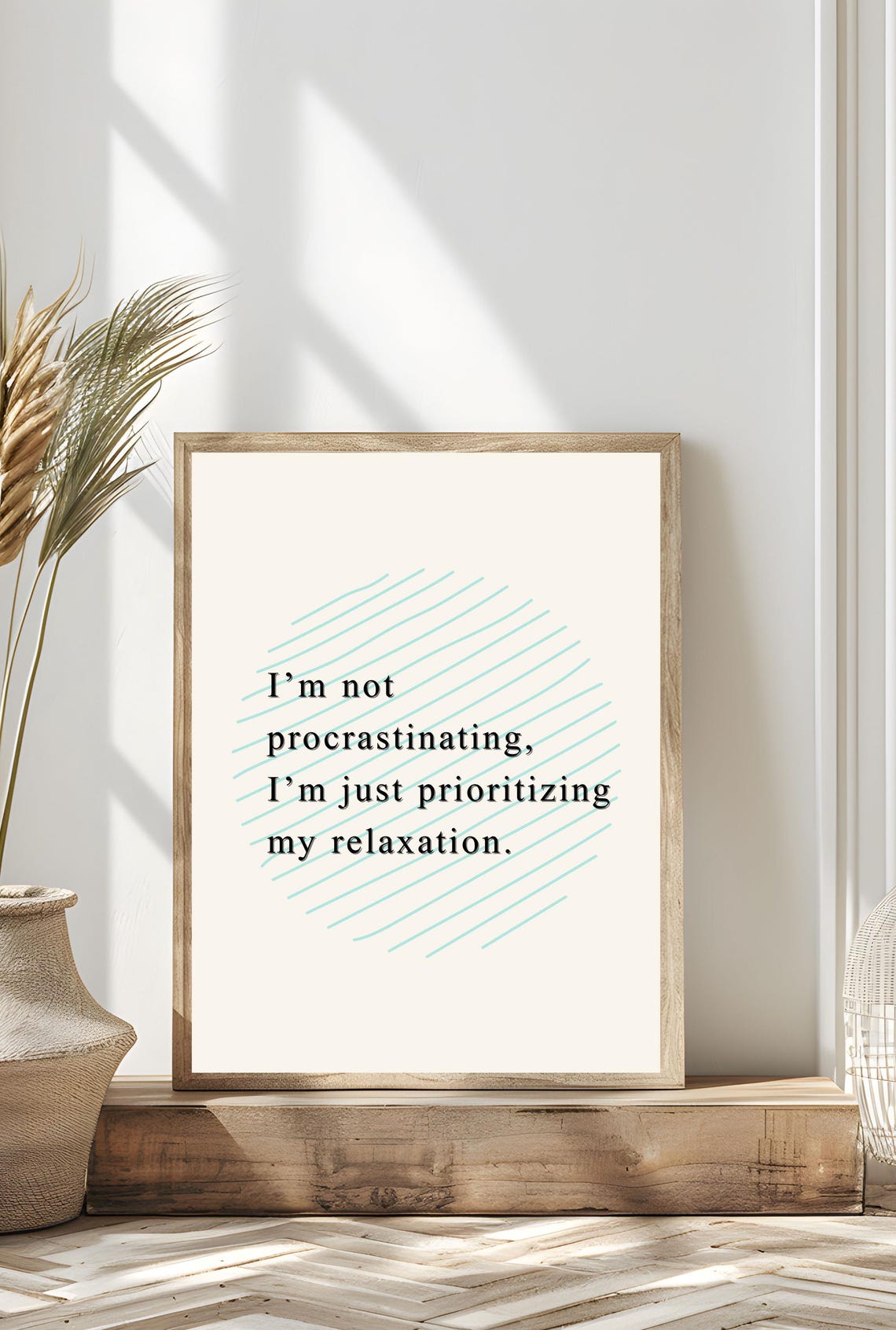 Funny Procrastinating Quote Mint Line Circle Minimalist Wall Poster