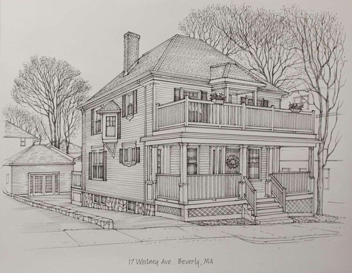 Hand Drawn House Portraits, Personalized Memories - Image 2