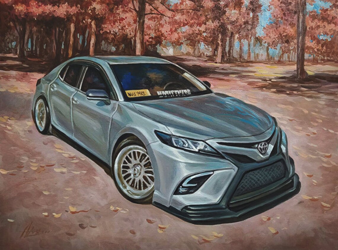 Custom Car Portrait Art Print, Personalized Oil Style