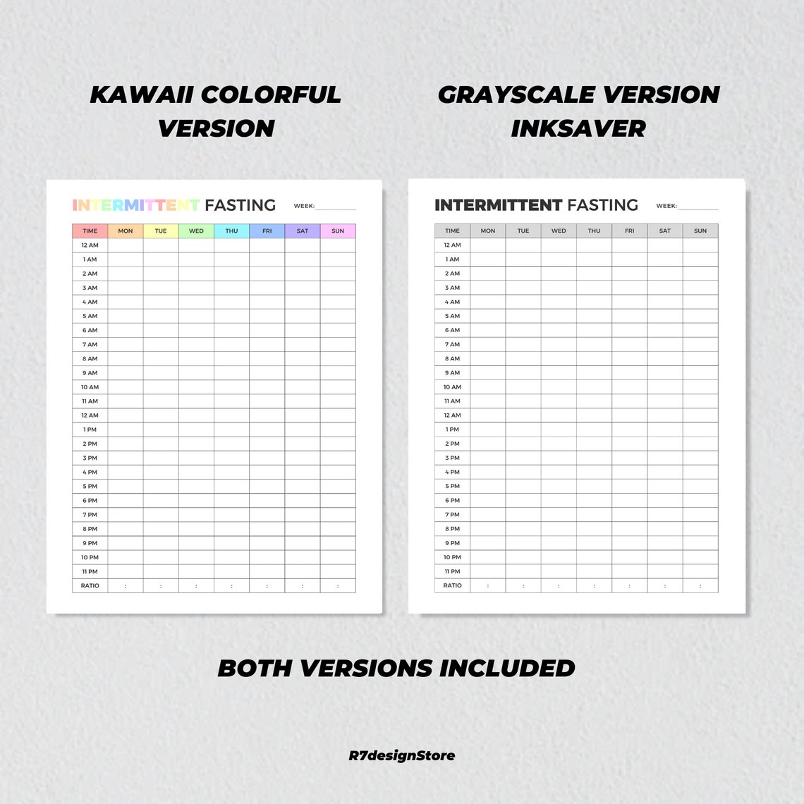 Intermittent Fasting Weekly Tracker Planner Printable Poster - Image 2