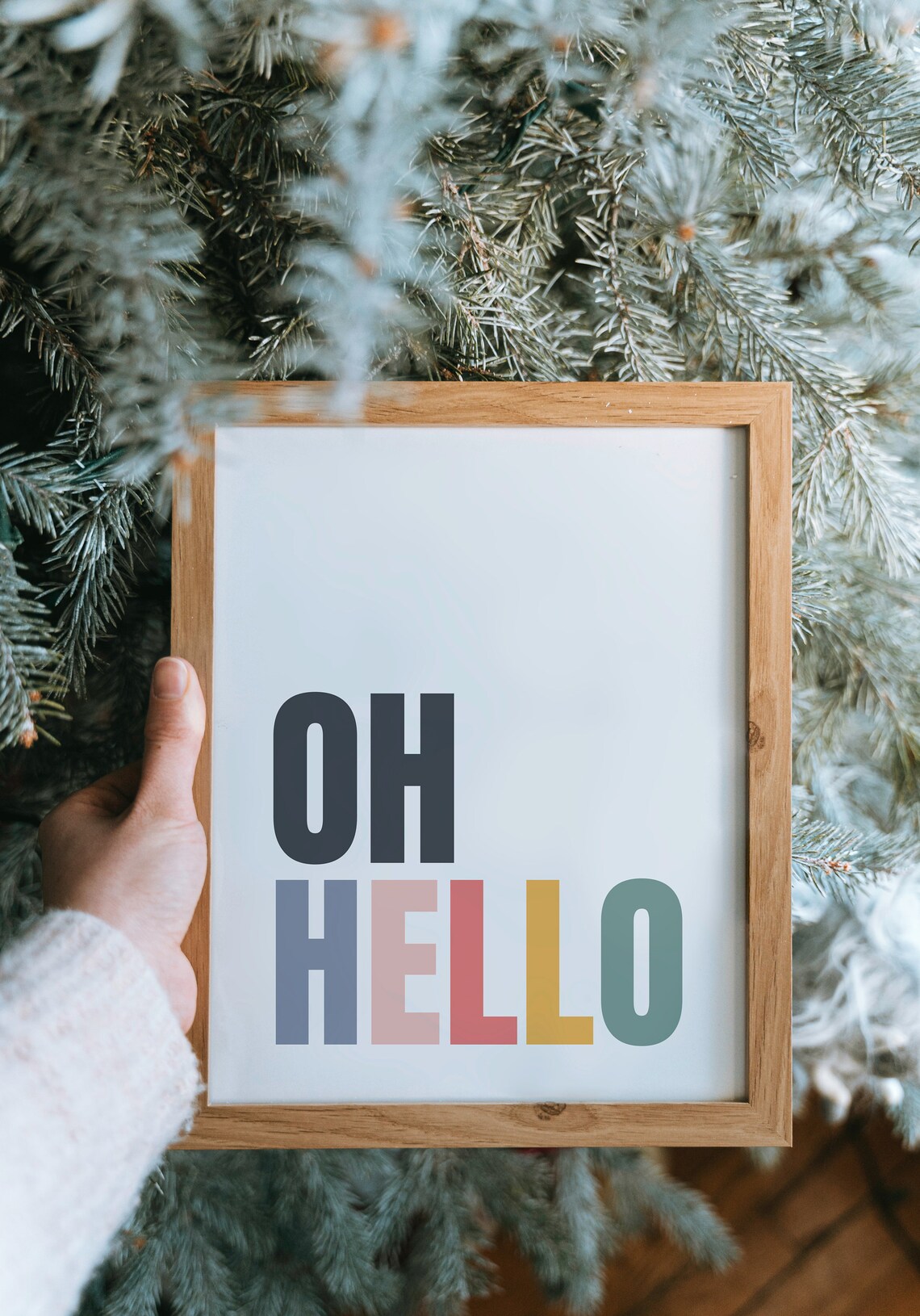 Oh Hello Typography Quote, Colorful Welcome Art Print - Image 4