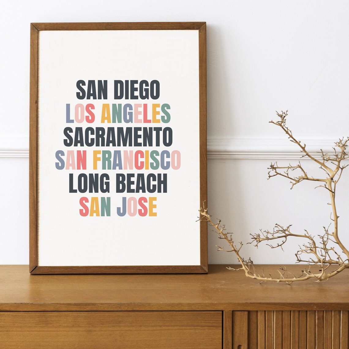San Diego Los Angeles Sacramento California Cities Typography Poster - Image 3