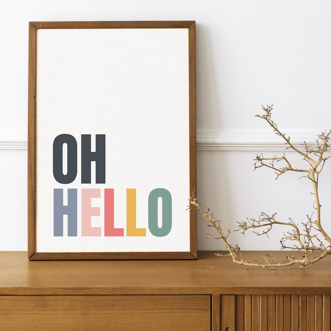 Oh Hello Typography Quote, Colorful Welcome Art Print - Image 2