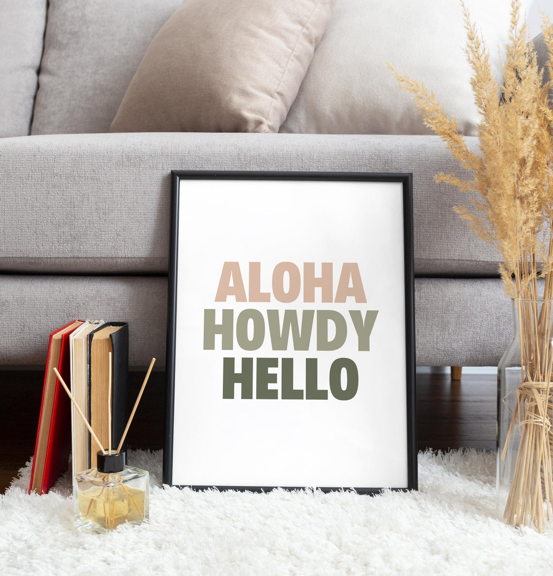 Aloha Howdy Hello Coastal Entryway Greeting Typography Poster - Image 2