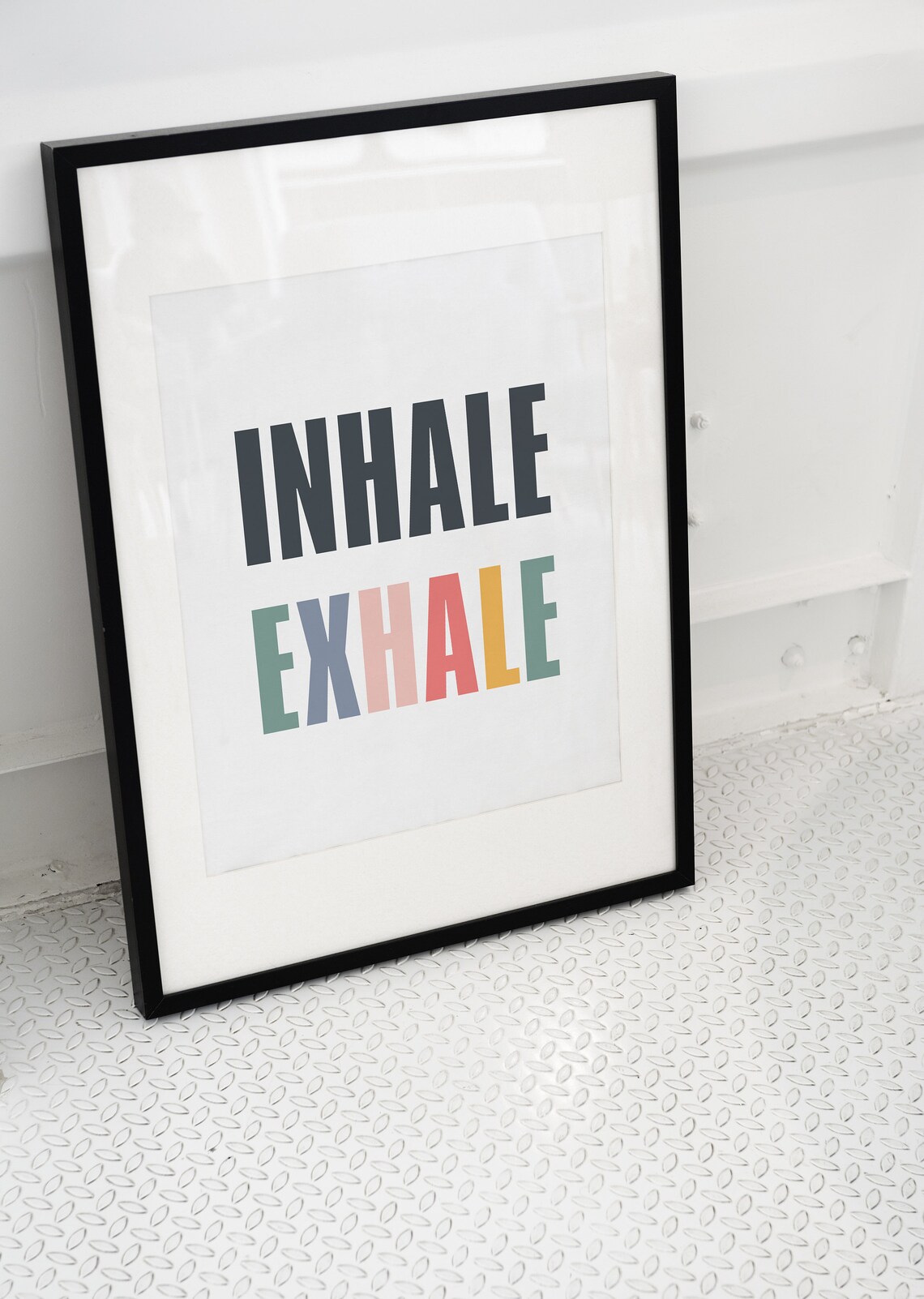 Inhale Exhale Colorful Typography Meditation Poster Art Decor - Image 2