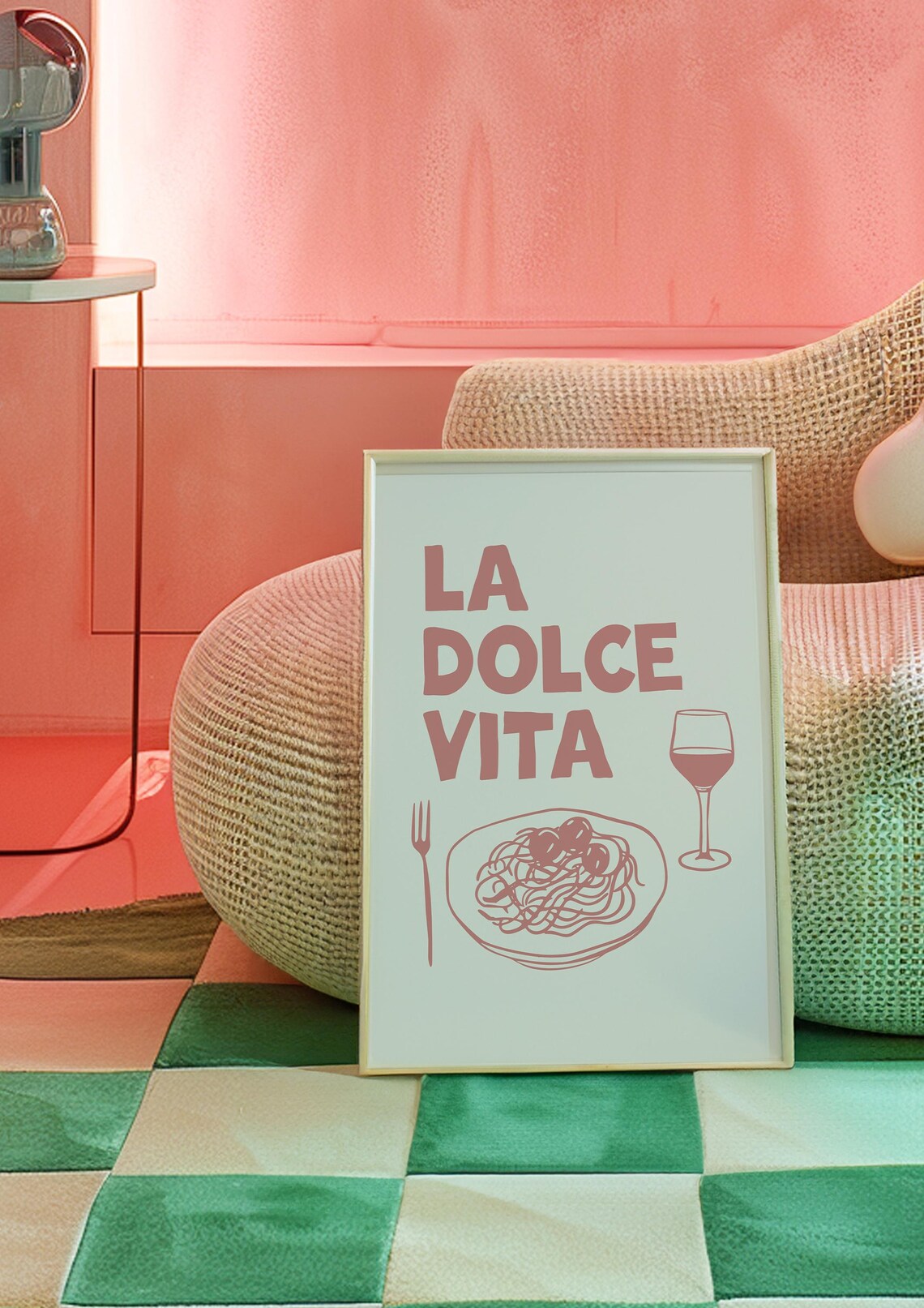 La Dolce Vita Pasta and Wine Poster Print - Image 2