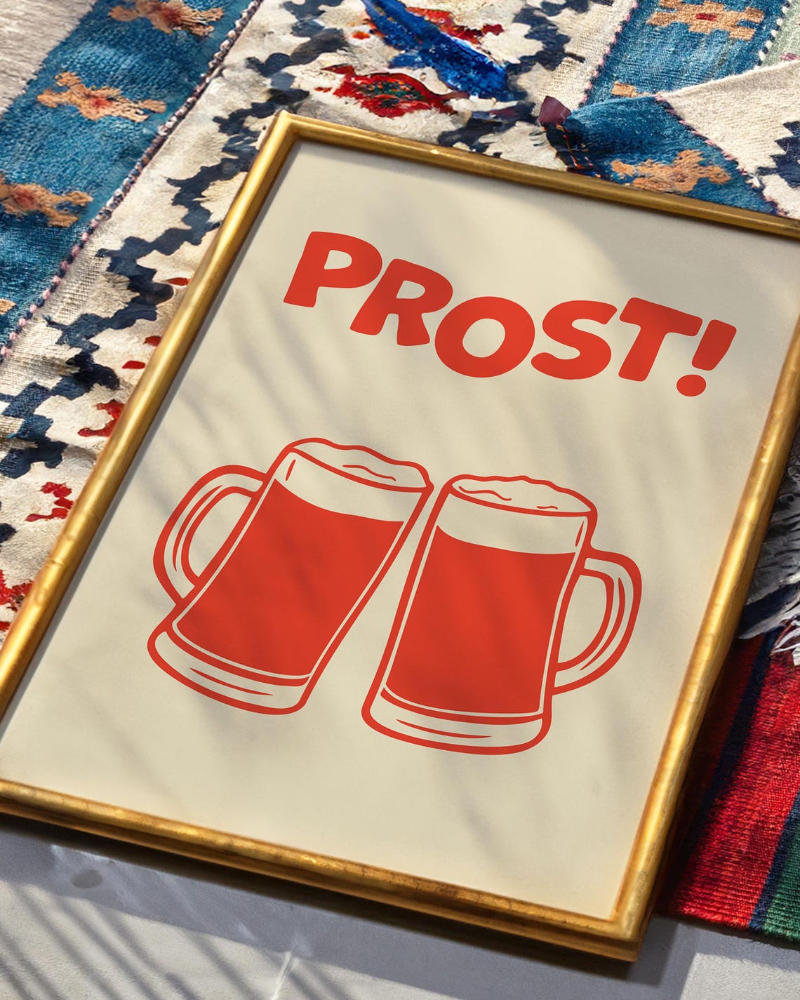 Red Prost Beer Mug Cheers Retro Oktoberfest Bar Cart Kitchen Poster - Image 2