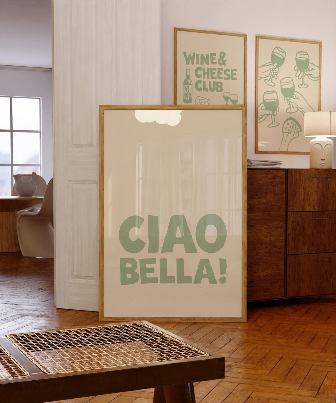 Ciao Bella Mint Green Italian Greeting Typography Kitchen Poster - Image 2
