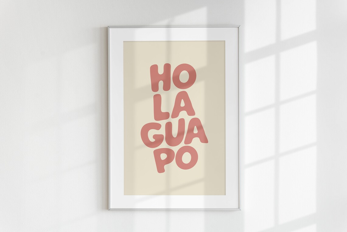 Hola Guapo Pink Retro Spanish Quote Typography Love Decor Poster - Image 3
