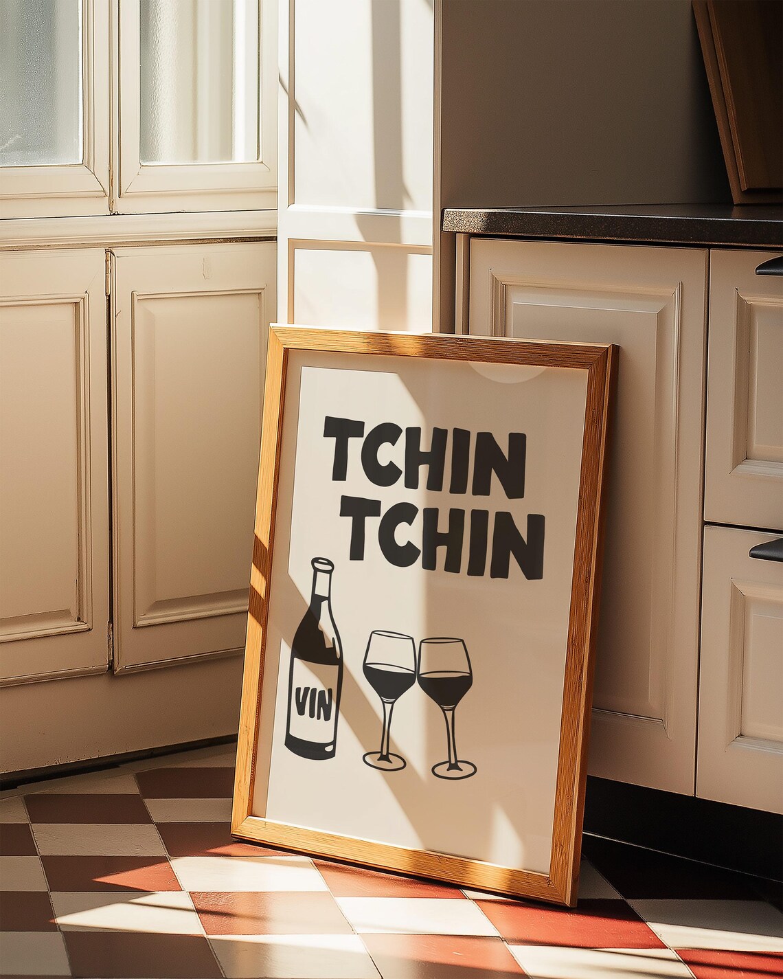 Black Tchin Tchin French Wine Toast Retro Bar Cart Kitchen Decor Poster - Image 3