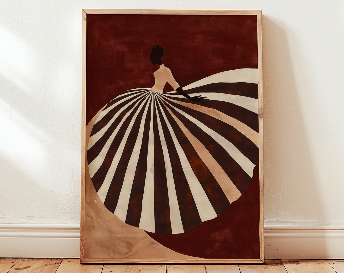 Contemporary Dark Brown Striped Abstract Wall Art