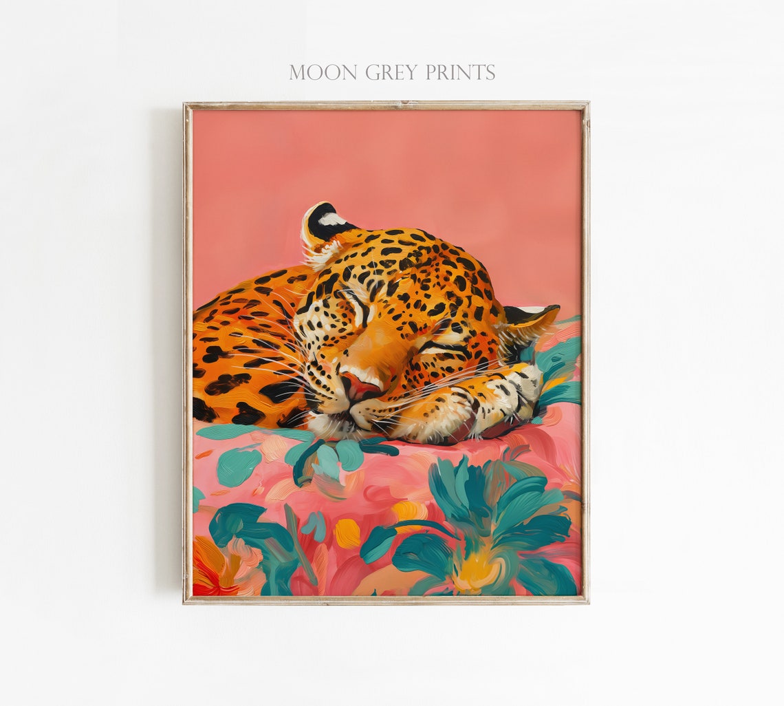 Sleeping Leopard - Maximalist Oil Painting - Image 2