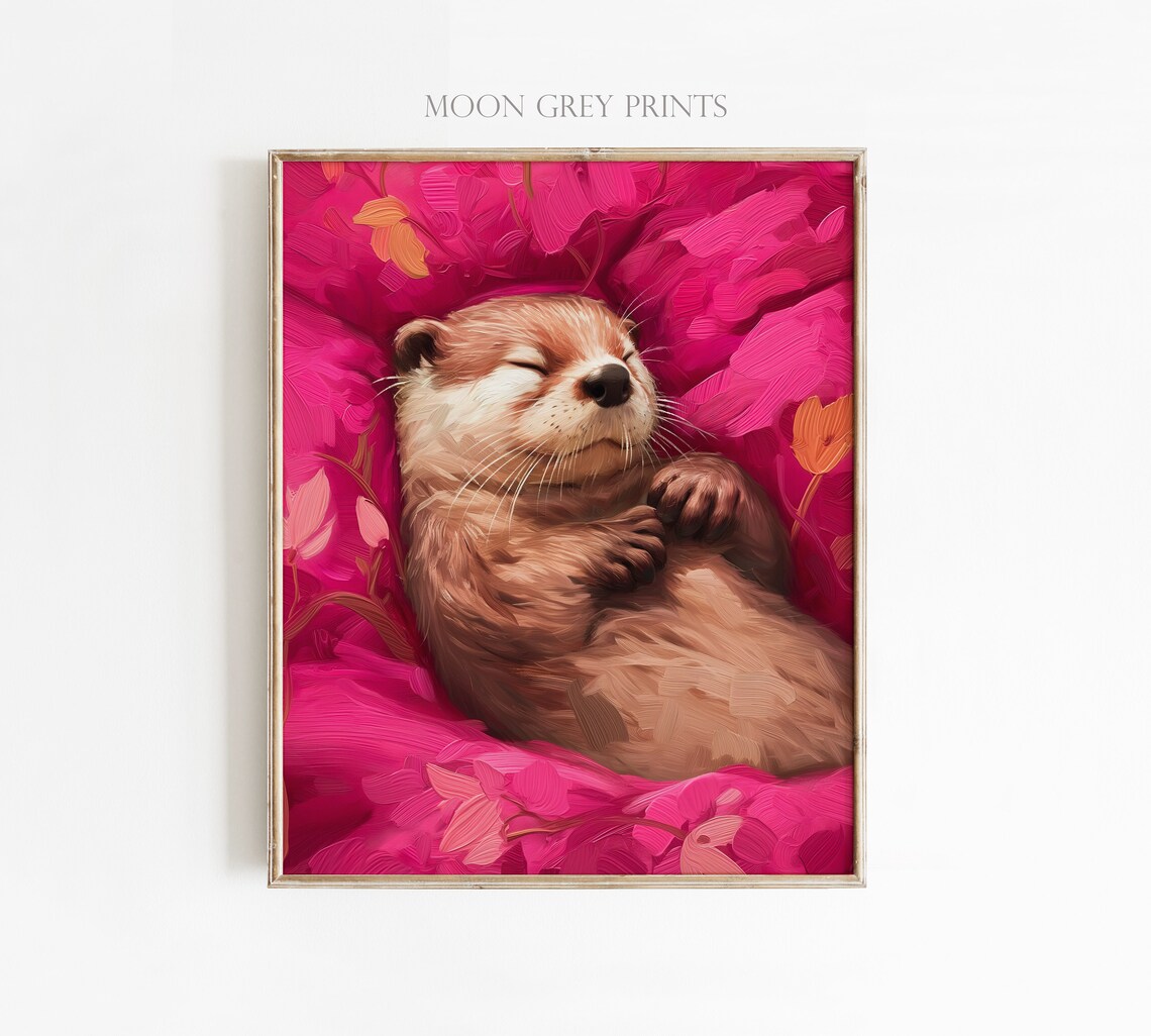 Cute Otter, Vivid Maximalist Animal Poster - Image 3